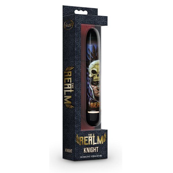 Синий классический вибратор Knight - 17,7 см. 2