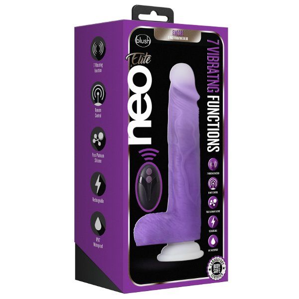 Фиолетовый вибратор-реалистик Encore 8 Inch Vibrating Dildo - 21,6 см. 2