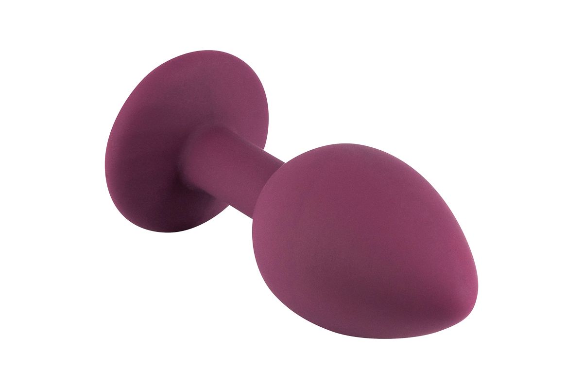 Бордовая малая силиконовая пробка с прозрачным кристаллом 4