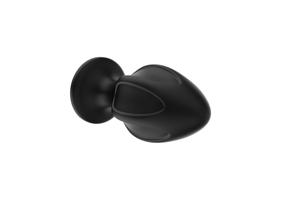 Черная средняя силиконовая анальная пробка с вертикальными бороздками 5