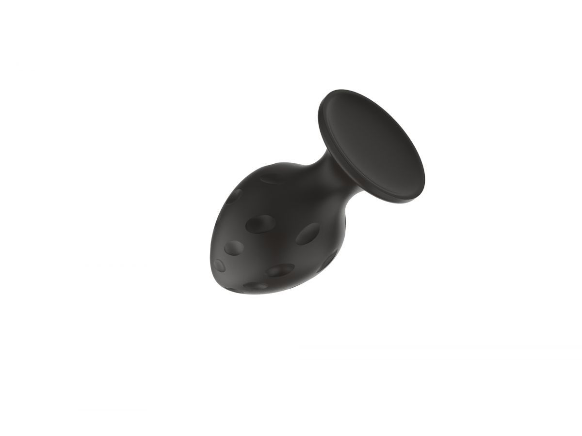 Черная малая силиконовая анальная пробка с рельефом в виде углублений 6