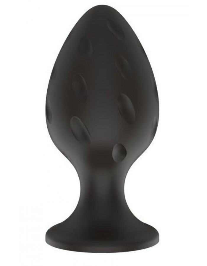 Черная малая силиконовая анальная пробка с рельефом в виде углублений 1