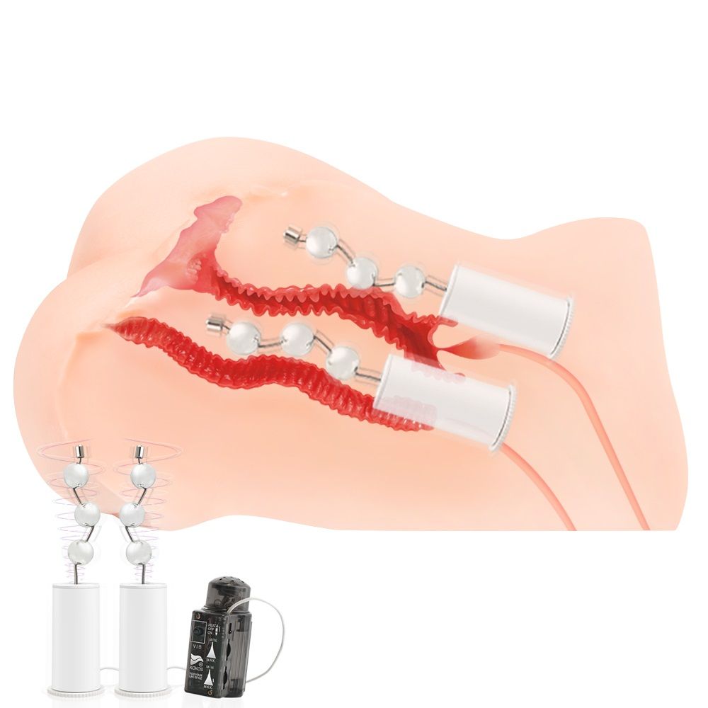 Мастурбатор-полуторс Hanna Onahole 001 с двойным слоем материала и вибрацией 6