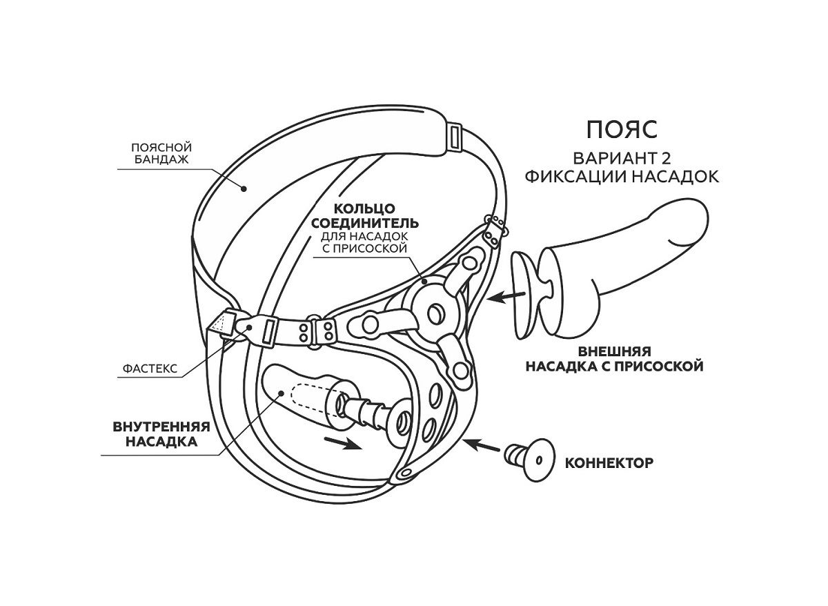 Красно-черный женский пояс с 2 способами крепления насадок и вагинальной пробкой 10