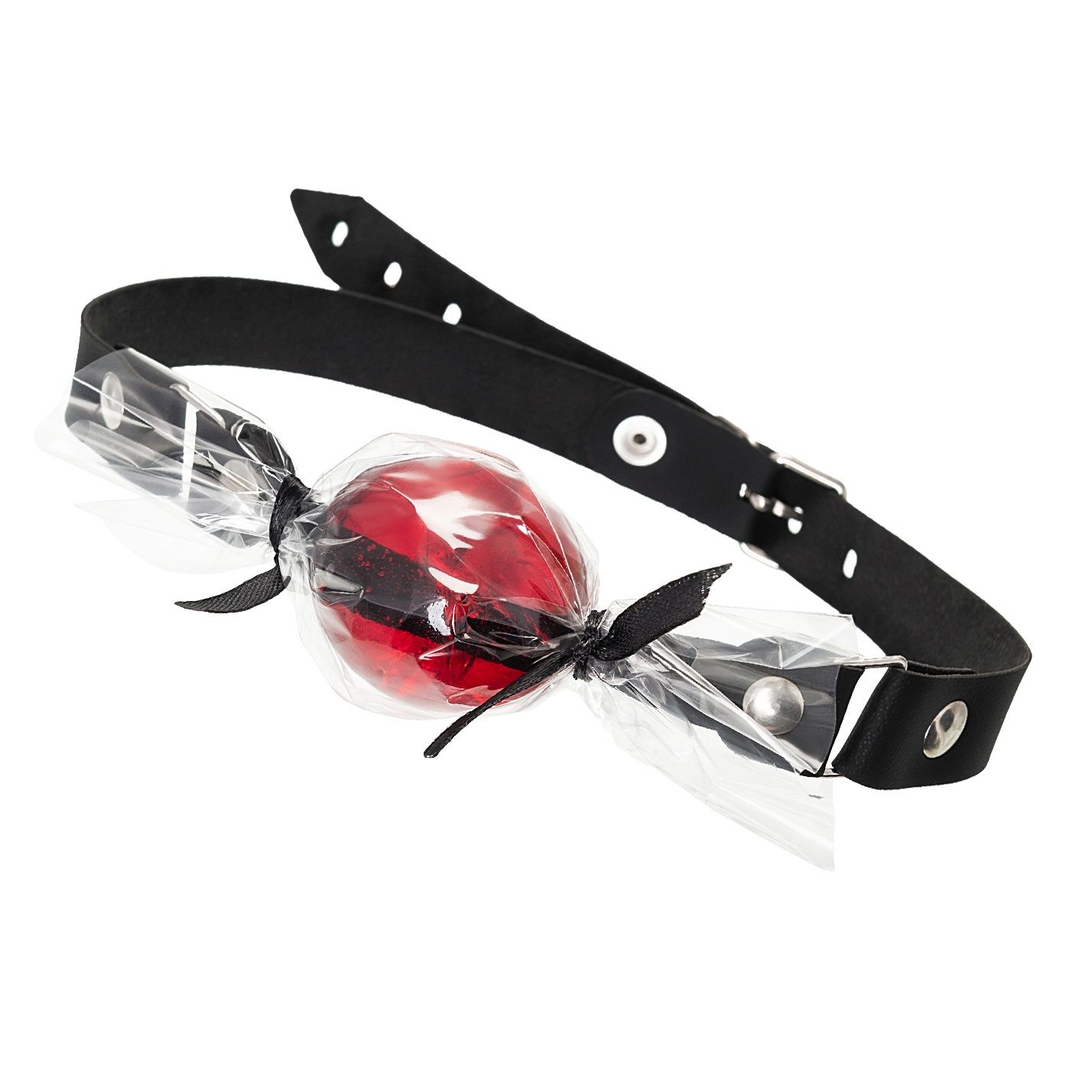 Красный кляп-леденец на кожаных ремешках со вкусом виски 1