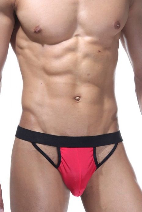 Эффектные двухцветные мужские трусы-стринги 1