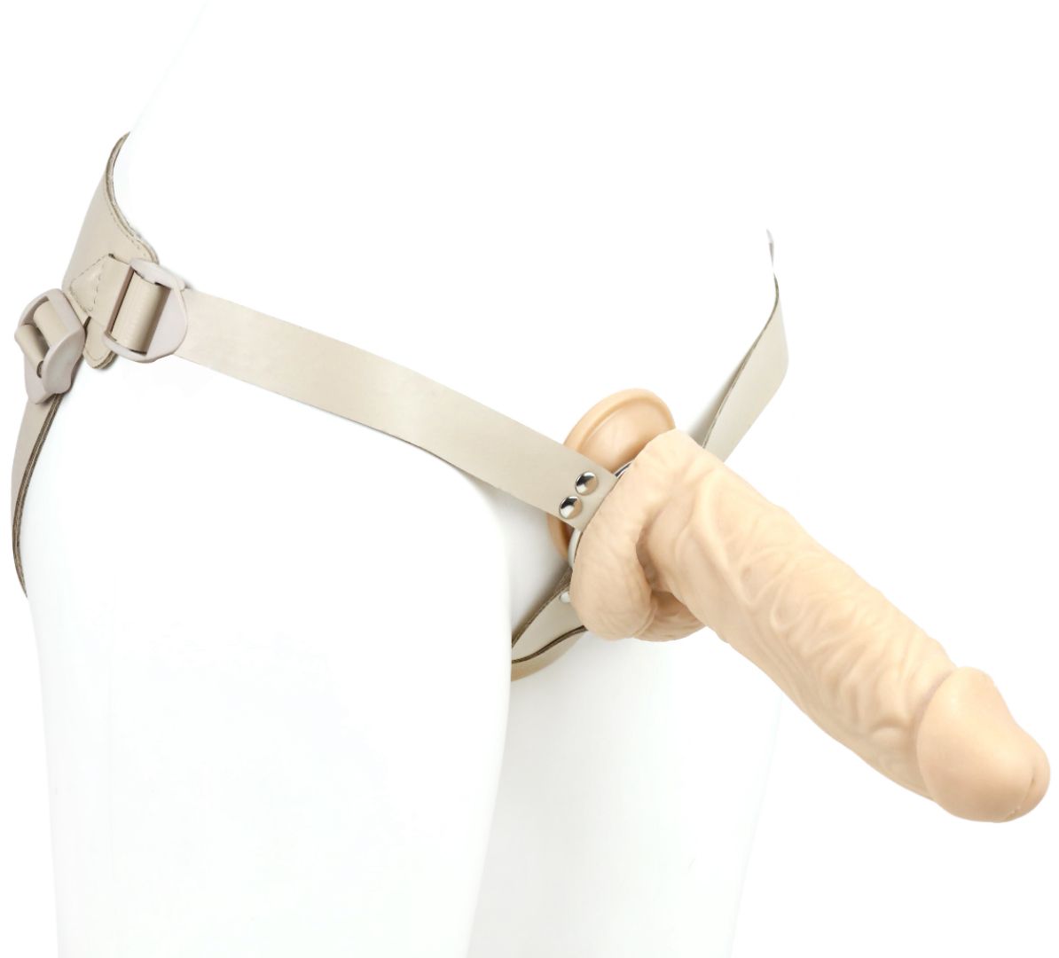 Телесный поясной фаллоимитатор - 22 см. 1