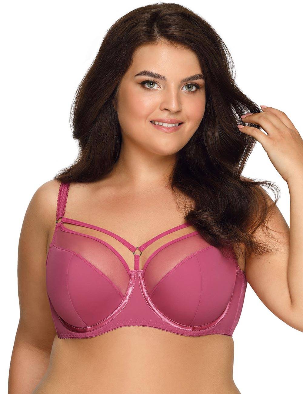 Бюстгальтер на косточках с вставками из сетки 7