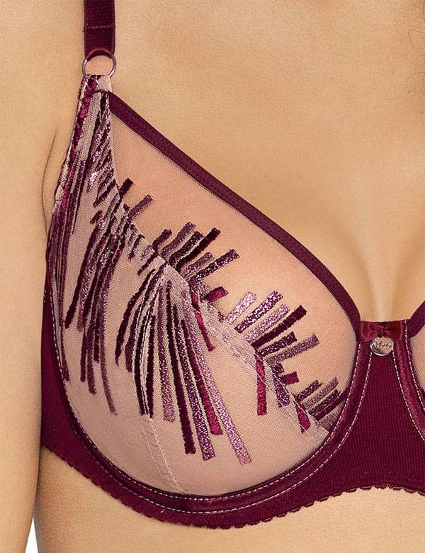 Бордовый бюстгальтер Calla с мягкой чашкой и эффектной вышивкой 2