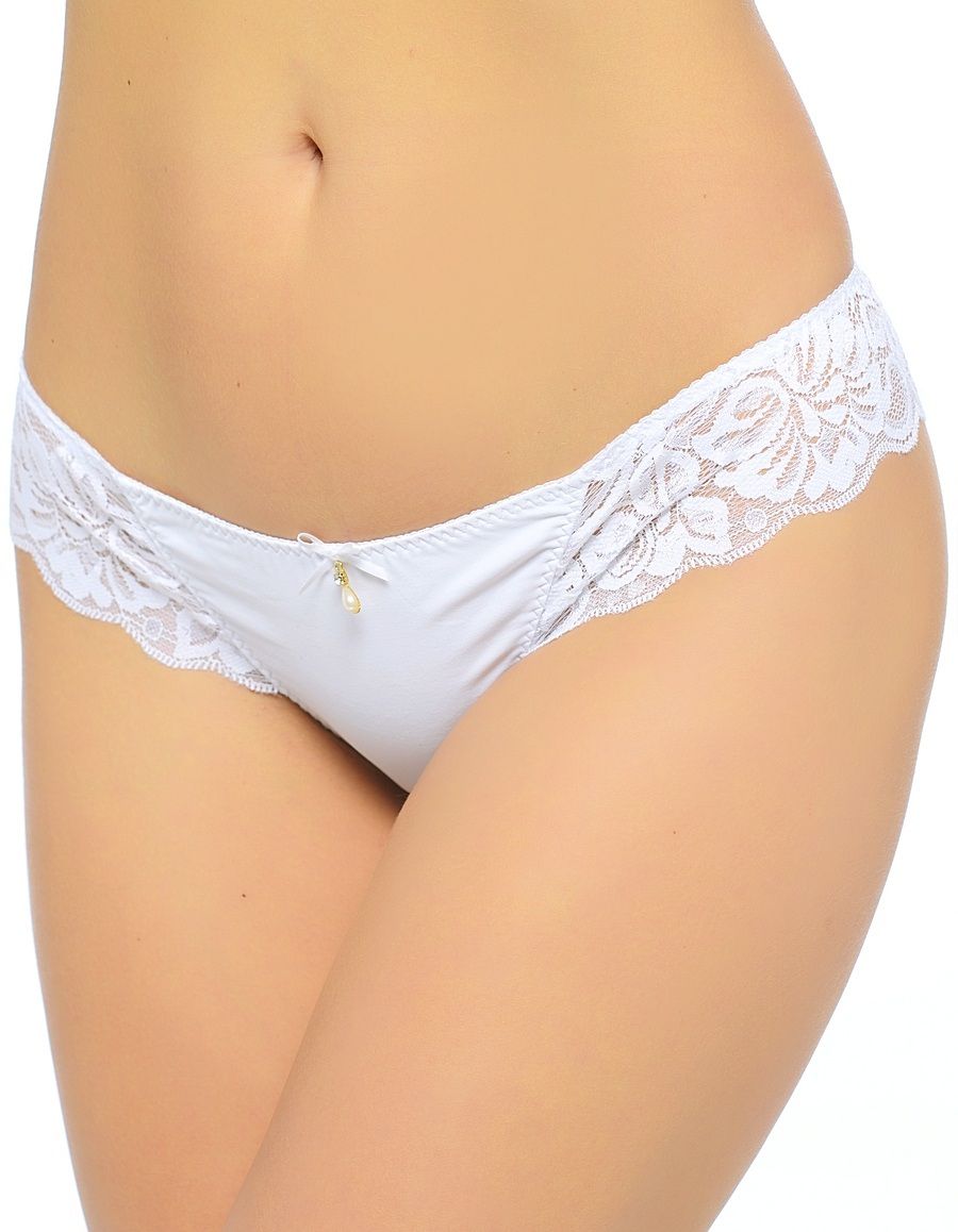 Трусики-стринг из мягкой эластичной ткани и кружева 1