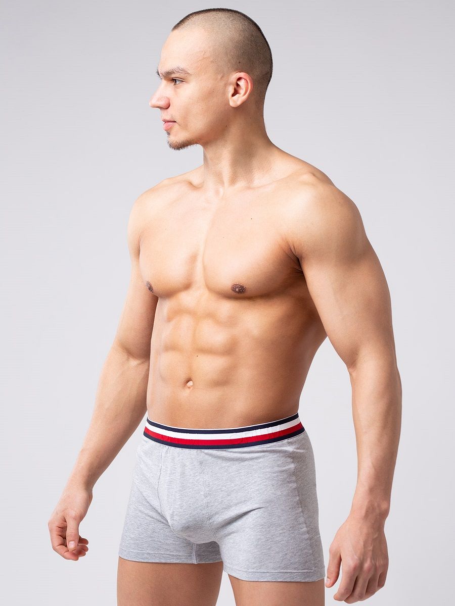 Мужские боксеры из мягкого хлопкового трикотажа с резинкой в полоску 1