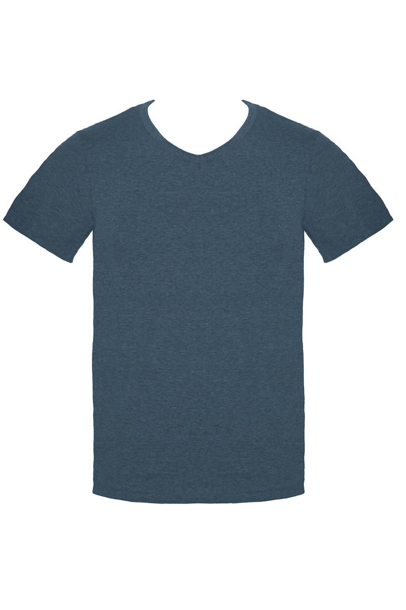 Мужская хлопковая футболка с V-образным вырезом горловины 15