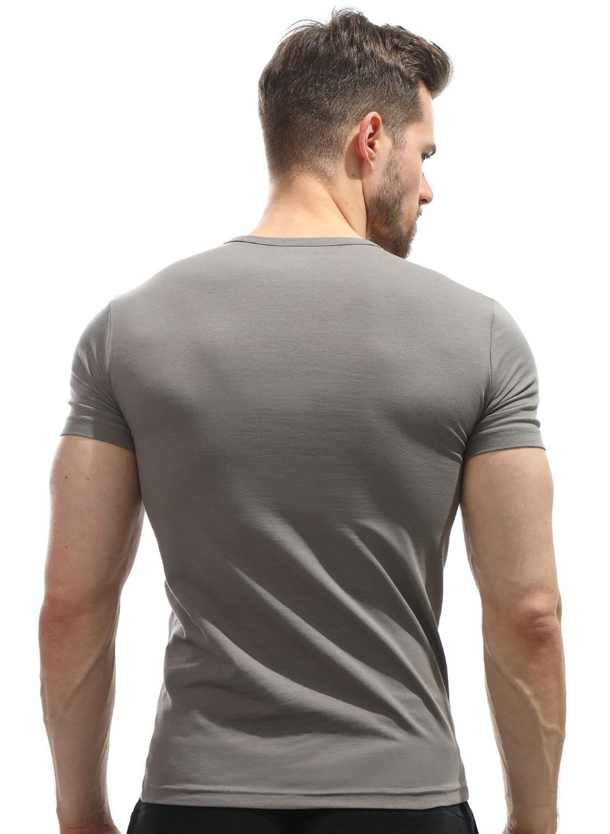 Мужская хлопковая футболка с V-образным вырезом горловины 18