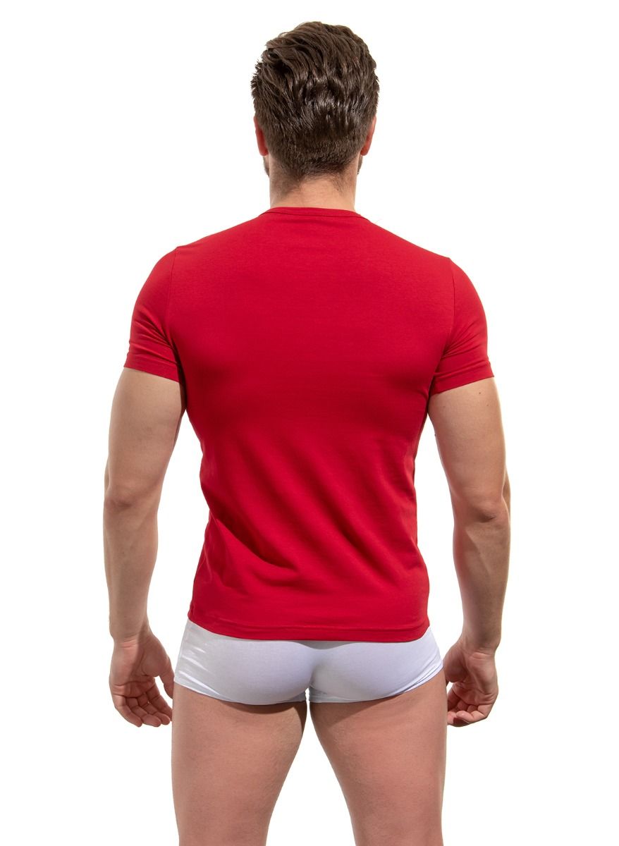 Мужская хлопковая футболка с V-образным вырезом горловины 8