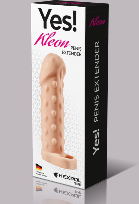 Телесная насадка-удлинитель с пупырышками Kleon - 15 см. 2