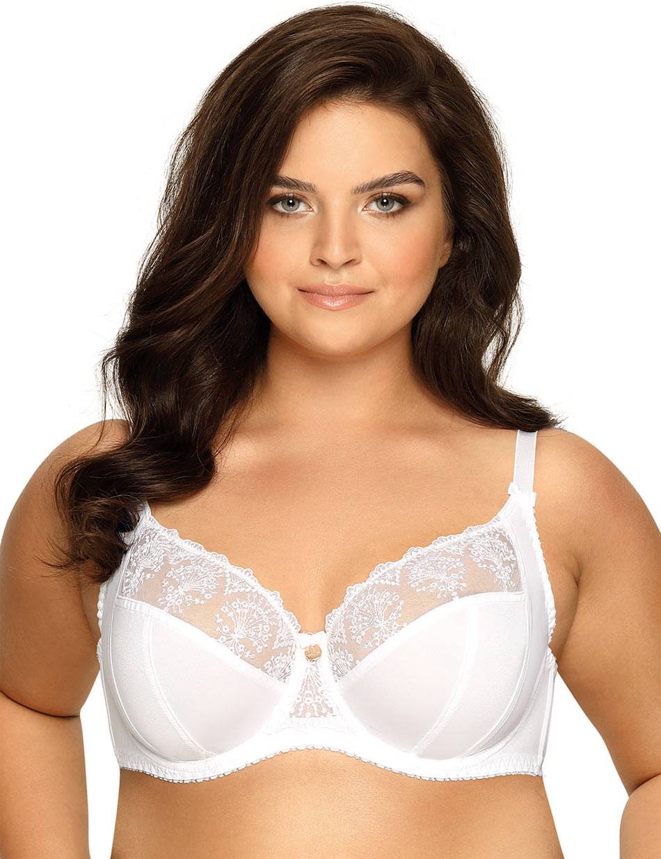 Бюстгальтер plus size на косточках с нежными кружевными элементами 1