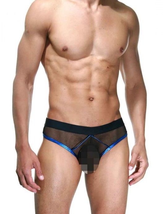 Мужские полупрозрачные трусы-слипы с контрастным кантом 1