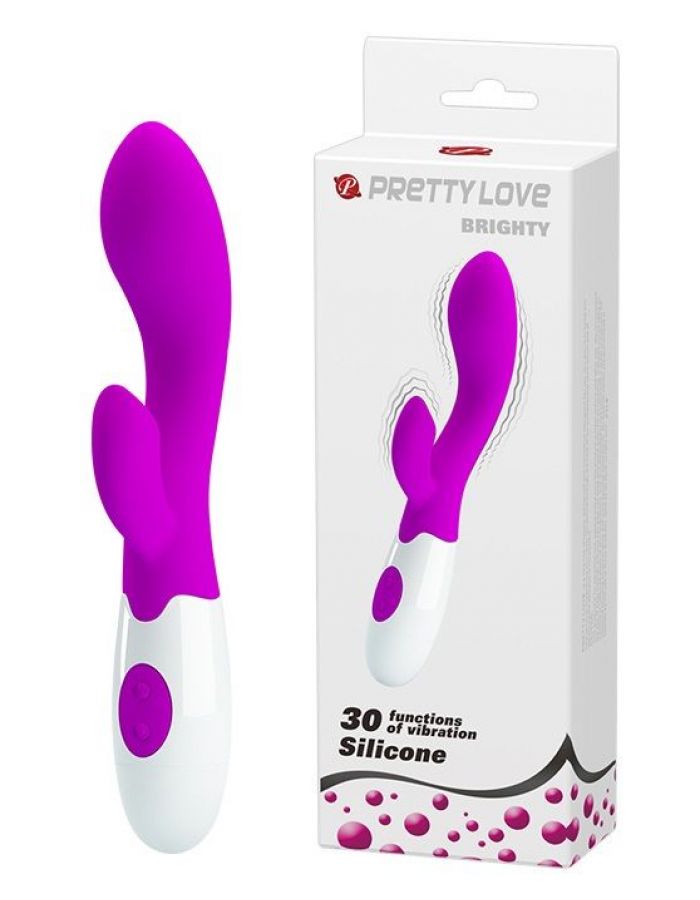 Лиловый вибратор Brighty с клиторальным отростком - 20 см. 7