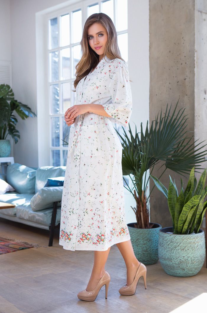 Длинный халат Daisy из нежного принтованного хлопка 2