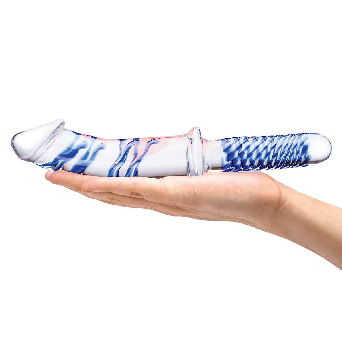 Прозрачно-синий двусторонний стимулятор 11" Realistic Double Ended Dildo - 28 см. 4