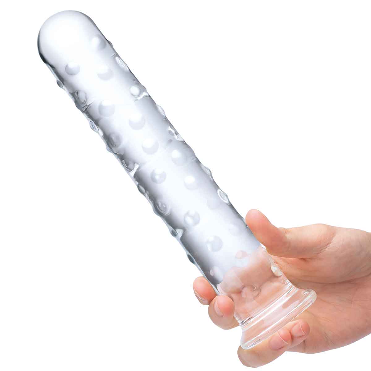 Прозрачный стеклянный фаллос с массажным рельефом 10" Extra Large Glass Dildo - 25,5 см. 2