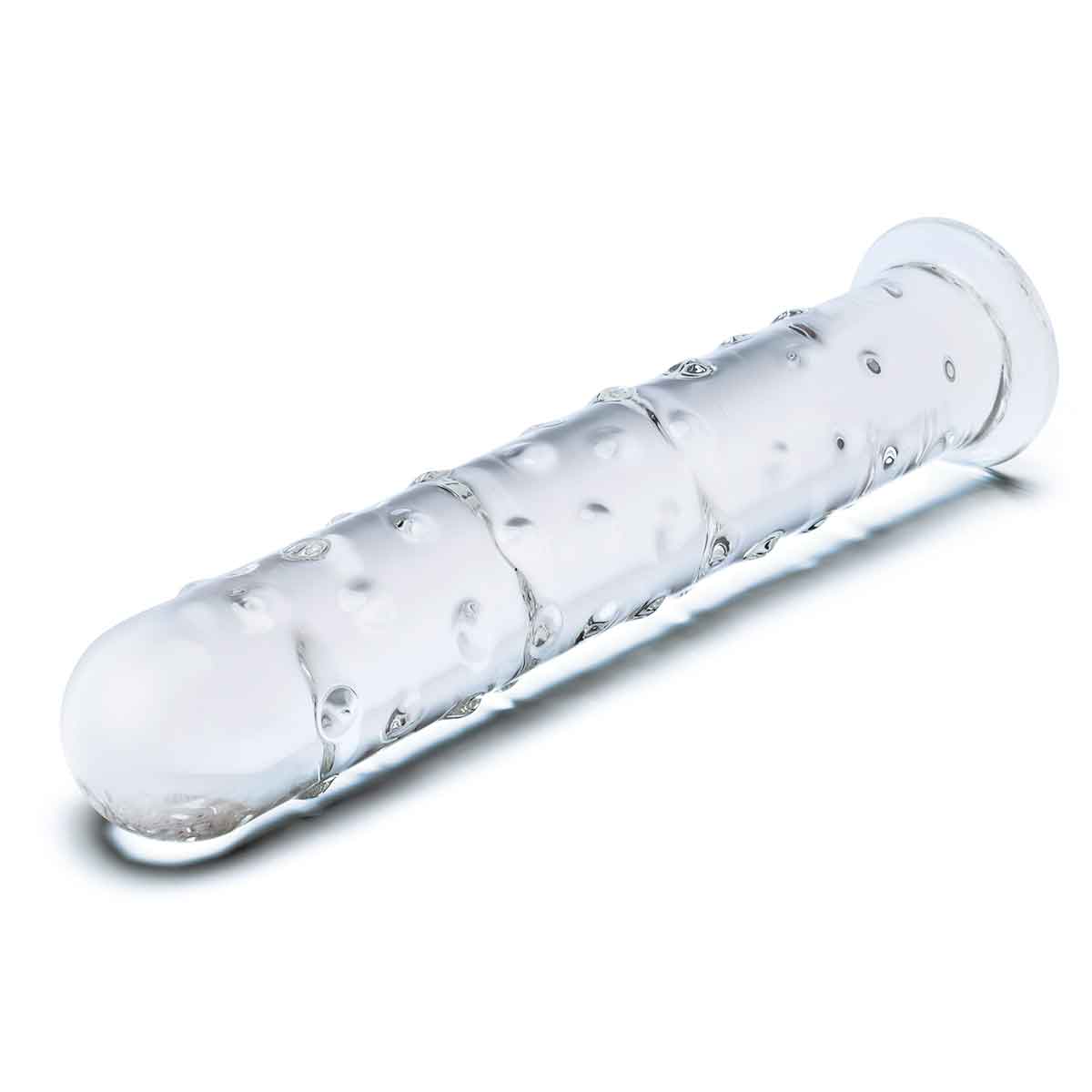 Прозрачный стеклянный фаллос с массажным рельефом 10" Extra Large Glass Dildo - 25,5 см. 4