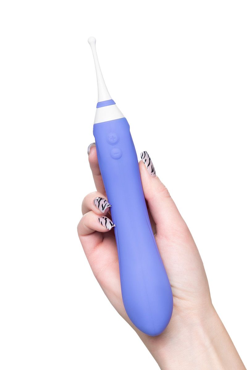 Сиреневый двусторонний вибромассажер Hyphy с клиторальным стимулятором - 21,6 см. 7