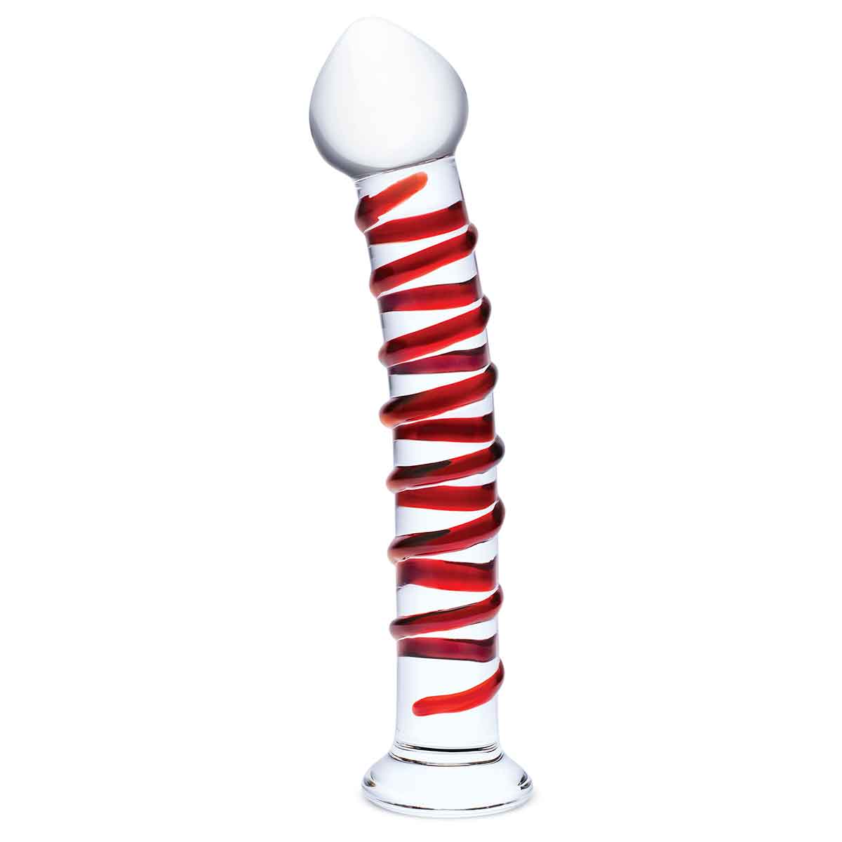 Прозрачный стимулятор с красной спиралью 10" Mr. Swirly Dildo - 25,4 см. 1