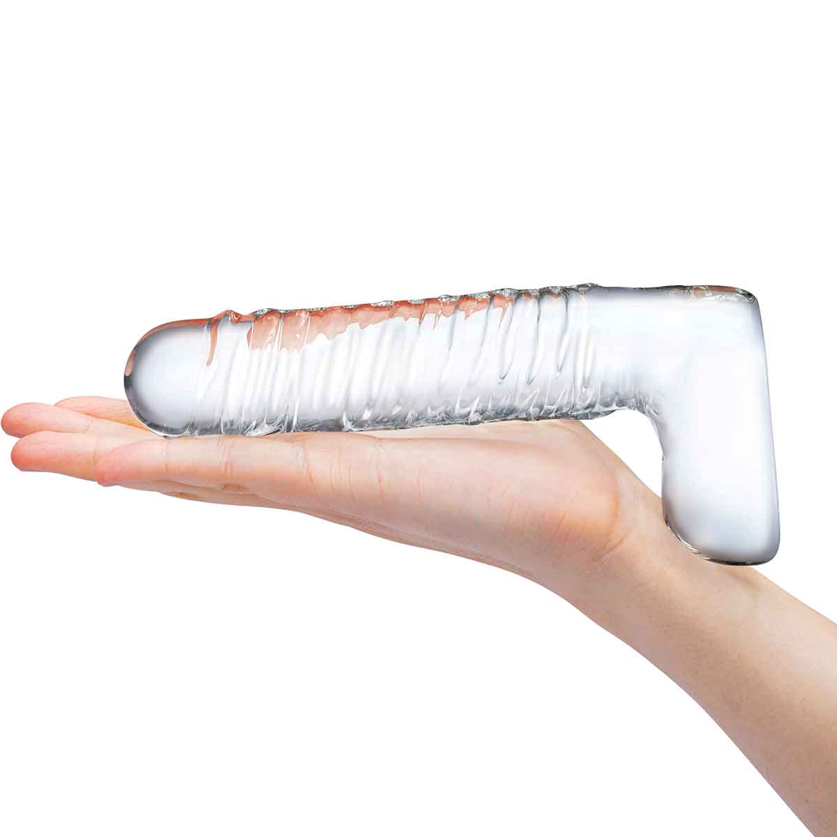 Прозрачный фаллоимитатор 8" Realistic Ribbed Glass Dildo - 20,3 см. 5