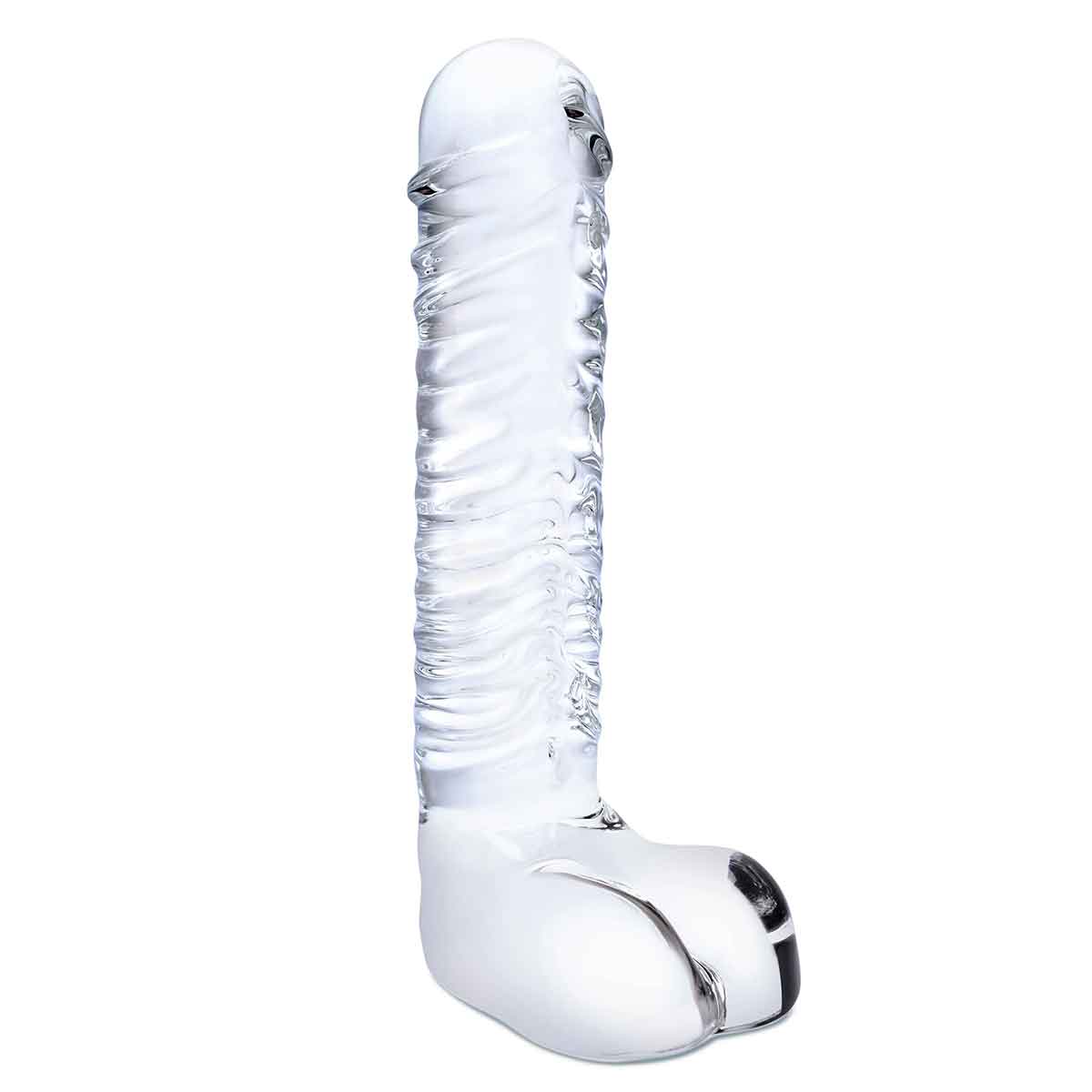 Прозрачный фаллоимитатор 8" Realistic Ribbed Glass Dildo - 20,3 см. 1
