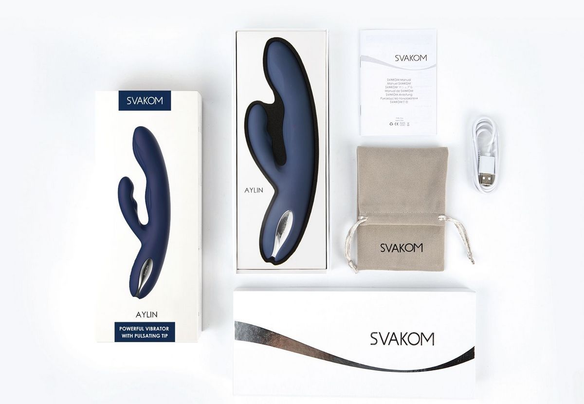 Синий вибратор-кролик Aylin с пульсирующей головкой - 21,5 см. 5