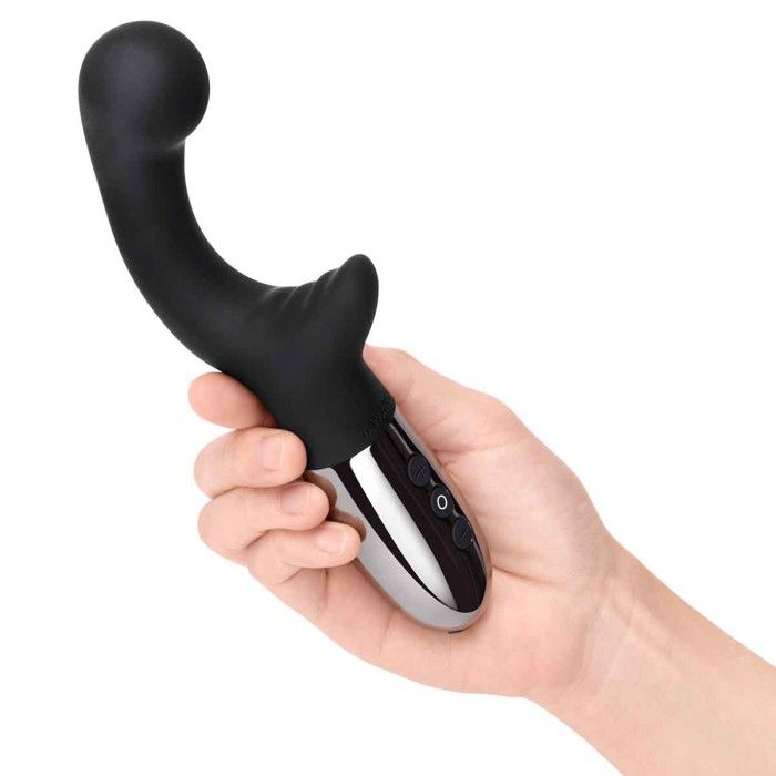 Черный вибромассажер с двумя моторами Le Wand XO - 19 см. 3
