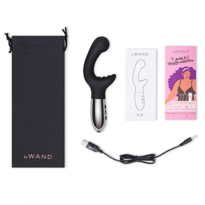 Черный вибромассажер с двумя моторами Le Wand XO - 19 см. 4
