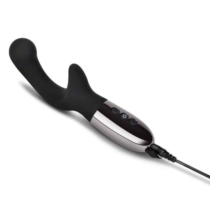 Черный вибромассажер с двумя моторами Le Wand XO - 19 см. 5