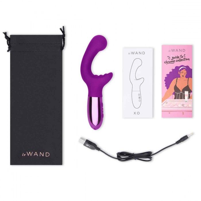 Фиолетовый вибромассажер с двумя моторами Le Wand XO - 19 см. 4