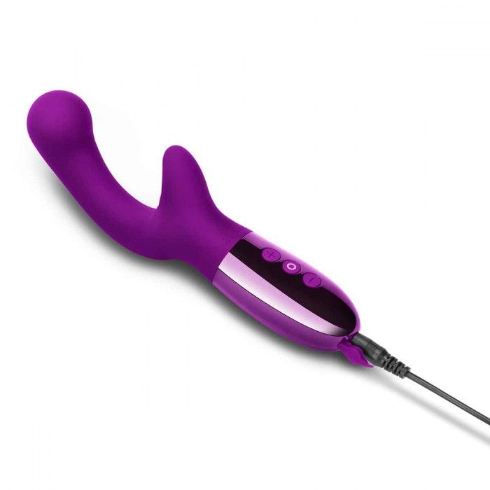 Фиолетовый вибромассажер с двумя моторами Le Wand XO - 19 см. 5