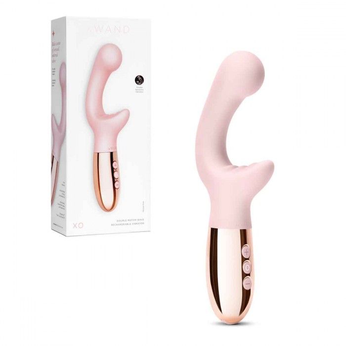 Розовый вибромассажер с двумя моторами Le Wand XO - 19 см. 2