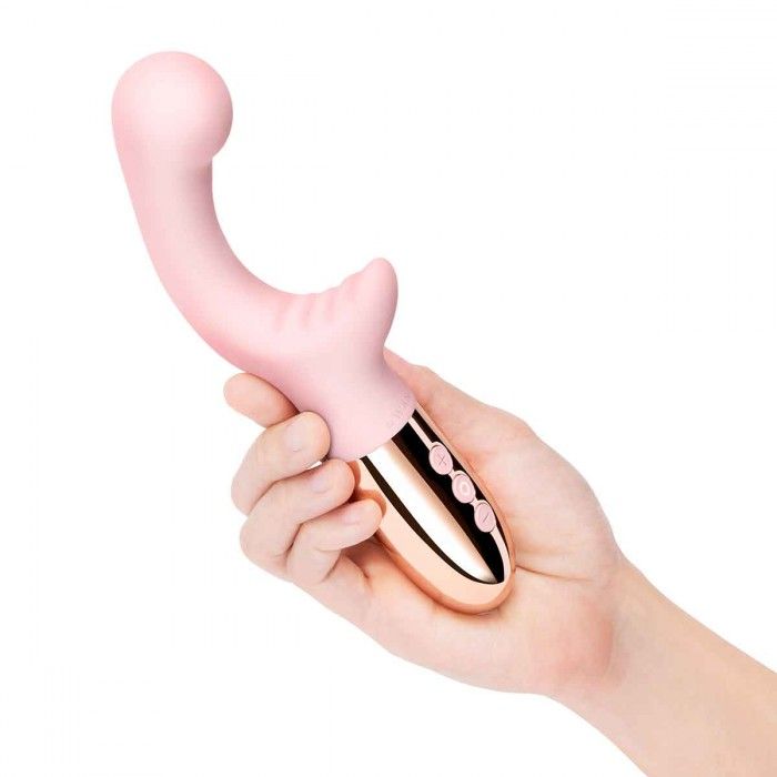 Розовый вибромассажер с двумя моторами Le Wand XO - 19 см. 3