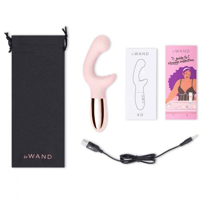 Розовый вибромассажер с двумя моторами Le Wand XO - 19 см. 4