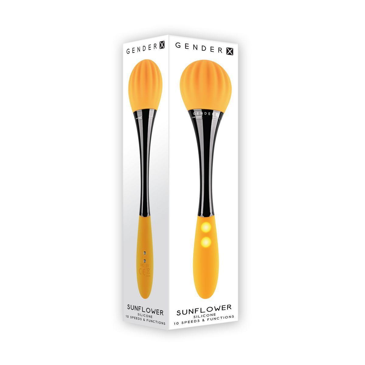 Черно-желтый двусторонний вибратор Sunflower - 20 см. 2