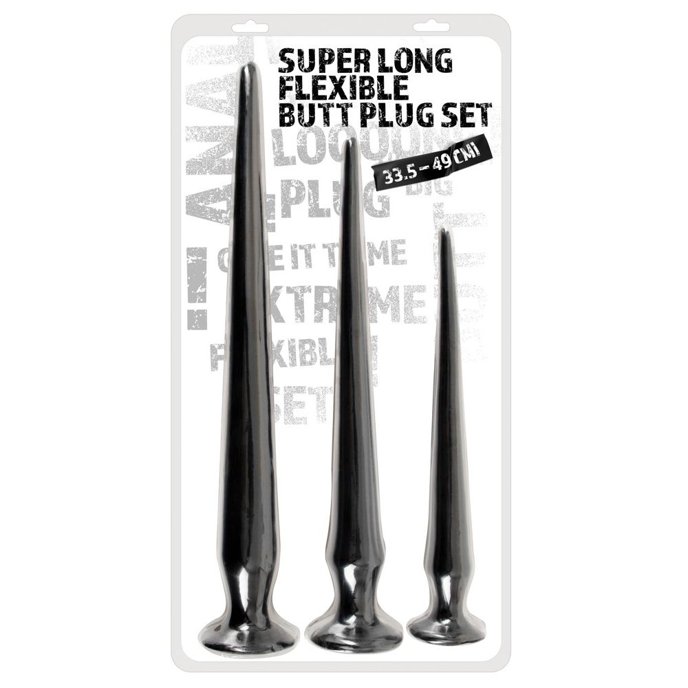 Набор из 3 длинных анальных пробок Super Long Flexible Butt Plug Set 2