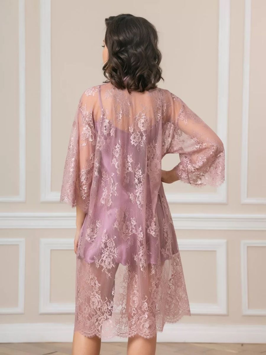 Соблазнительный кружевной пеньюар с поясом 2