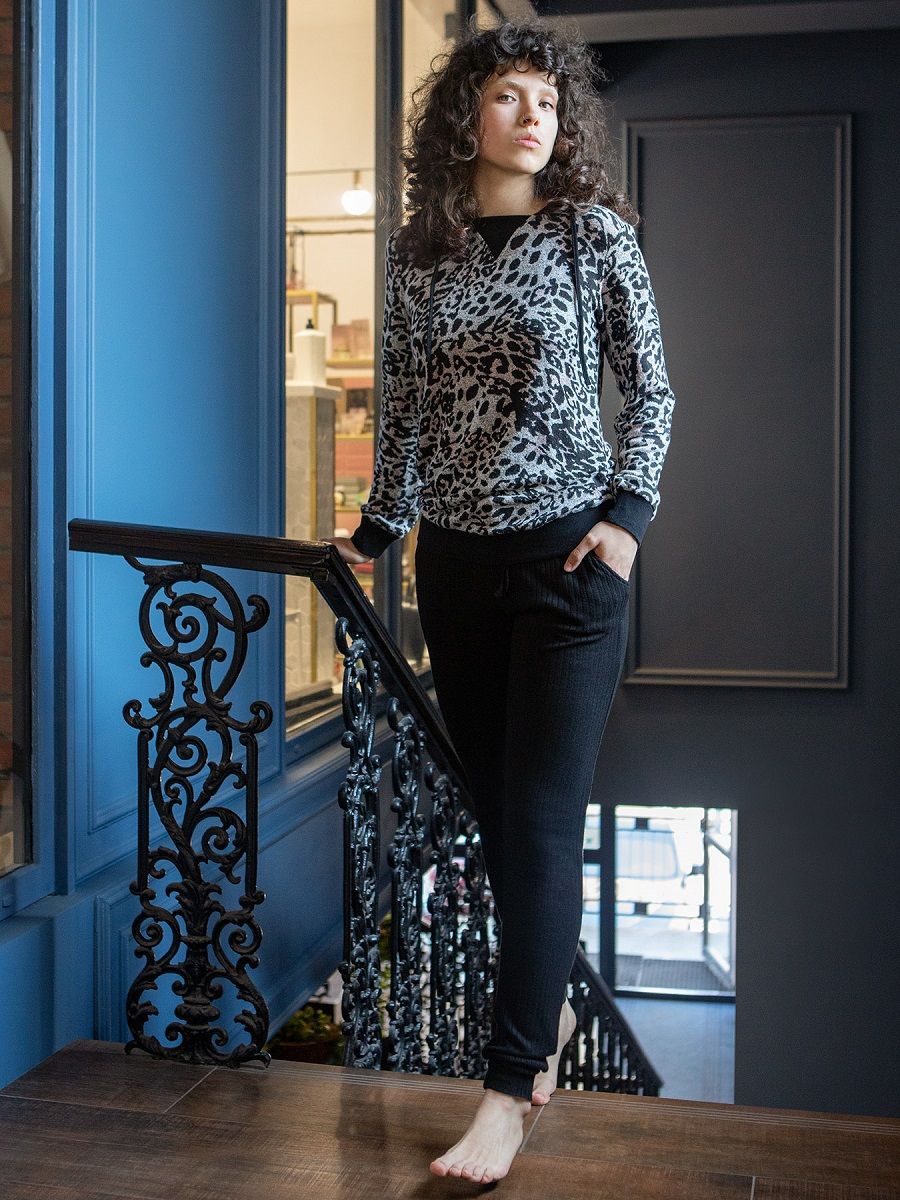 Домашние брюки из вискозной ткани в рубчик 3