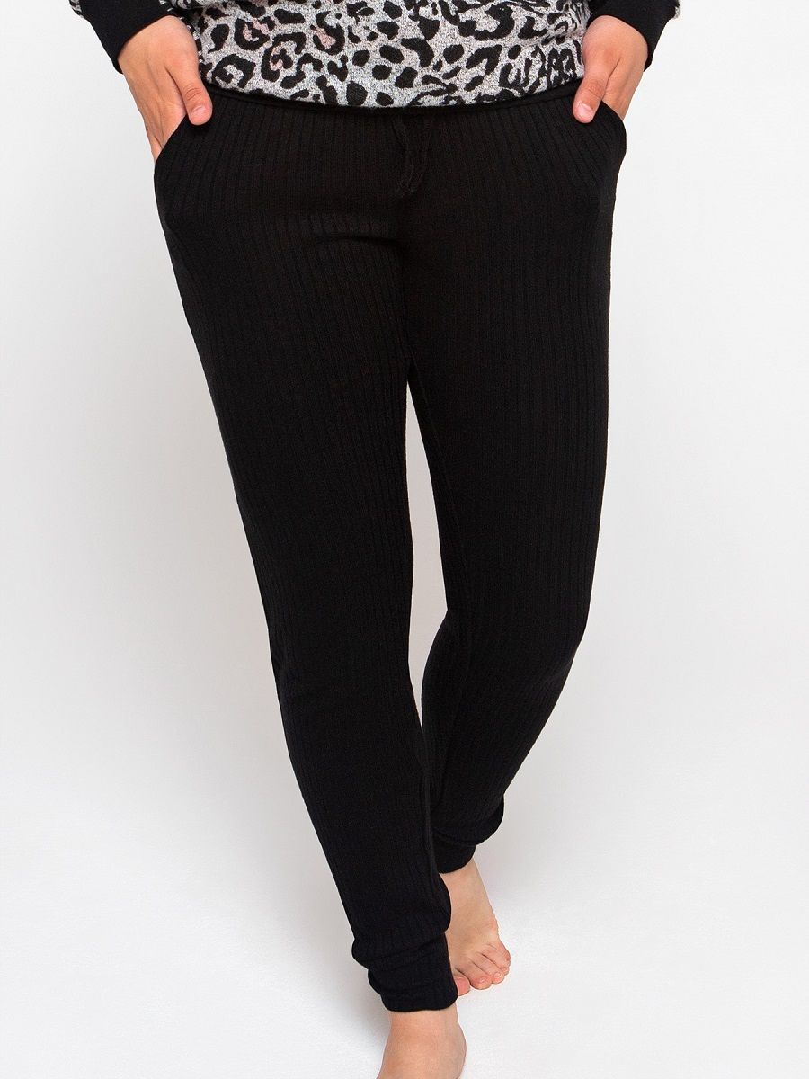 Домашние брюки из вискозной ткани в рубчик 1