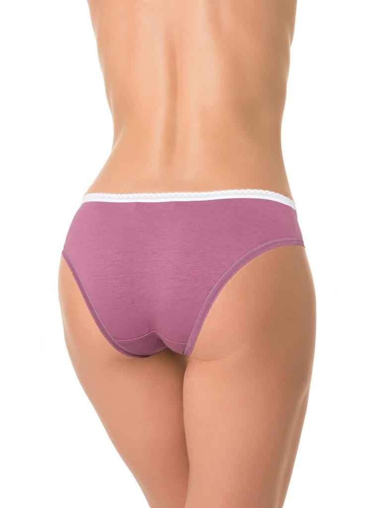 Хлопковые трусики-слипы с контрастной узкой кружевной резинкой 2