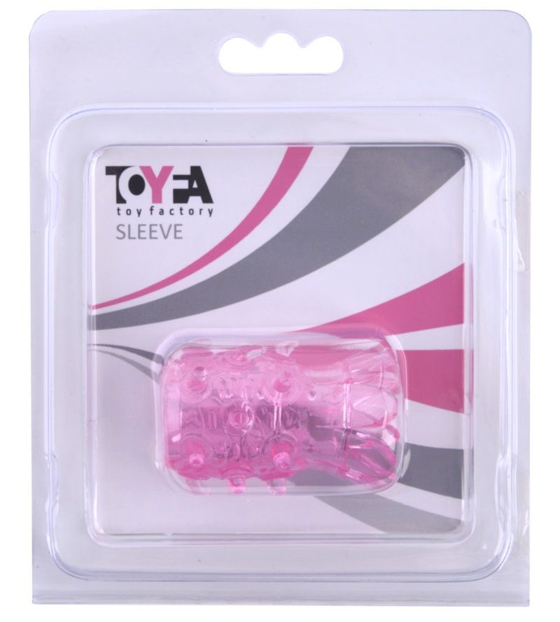 Розовая рельефная насадка на пенис 2