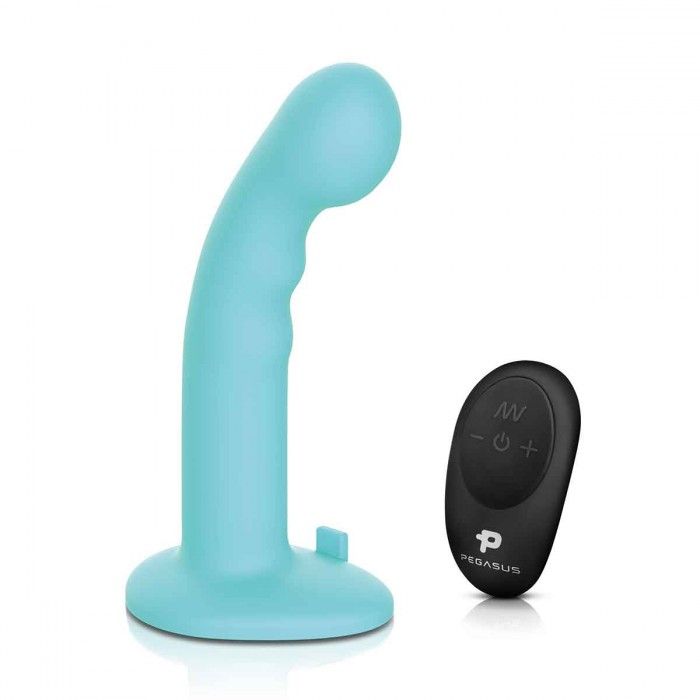 Голубая изогнутая насадка 6in Remote Control Ripple P-Spot G-Spot на черных трусиках - 16 см. 2