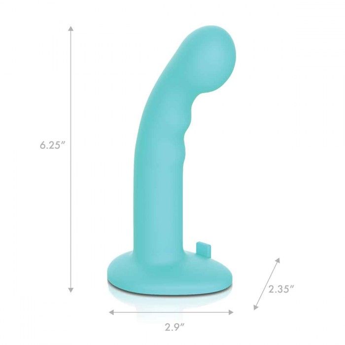 Голубая изогнутая насадка 6in Remote Control Ripple P-Spot G-Spot на черных трусиках - 16 см. 5