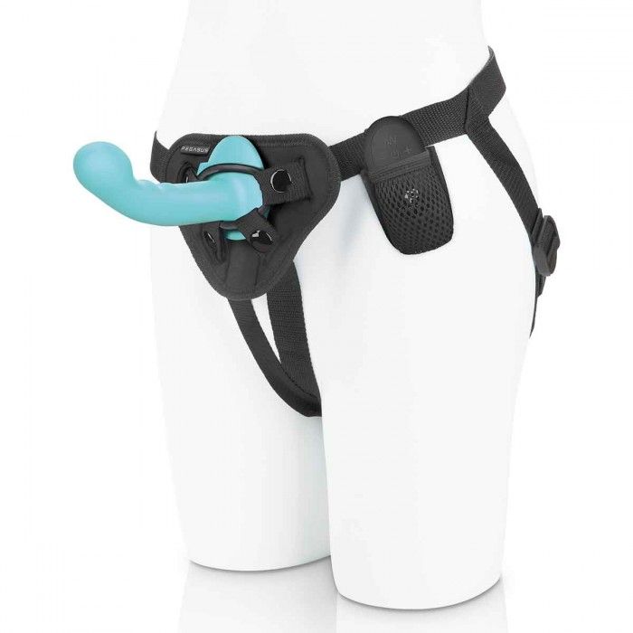 Голубая изогнутая насадка 6in Remote Control Ripple P-Spot G-Spot на черных трусиках - 16 см. 1