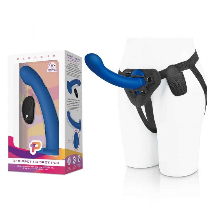 Синяя насадка Remote Control P-Spot G-Spot с черными трусиками - 20 см. 3